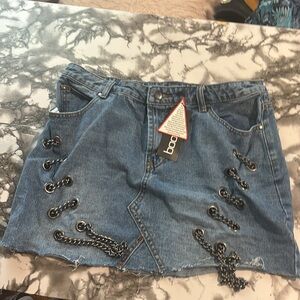 NWT boohoo jean zipper skirt